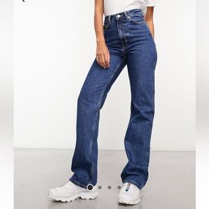 Weekday Rowe 90s High Rise Straight Leg Jeans in Nobel Blue